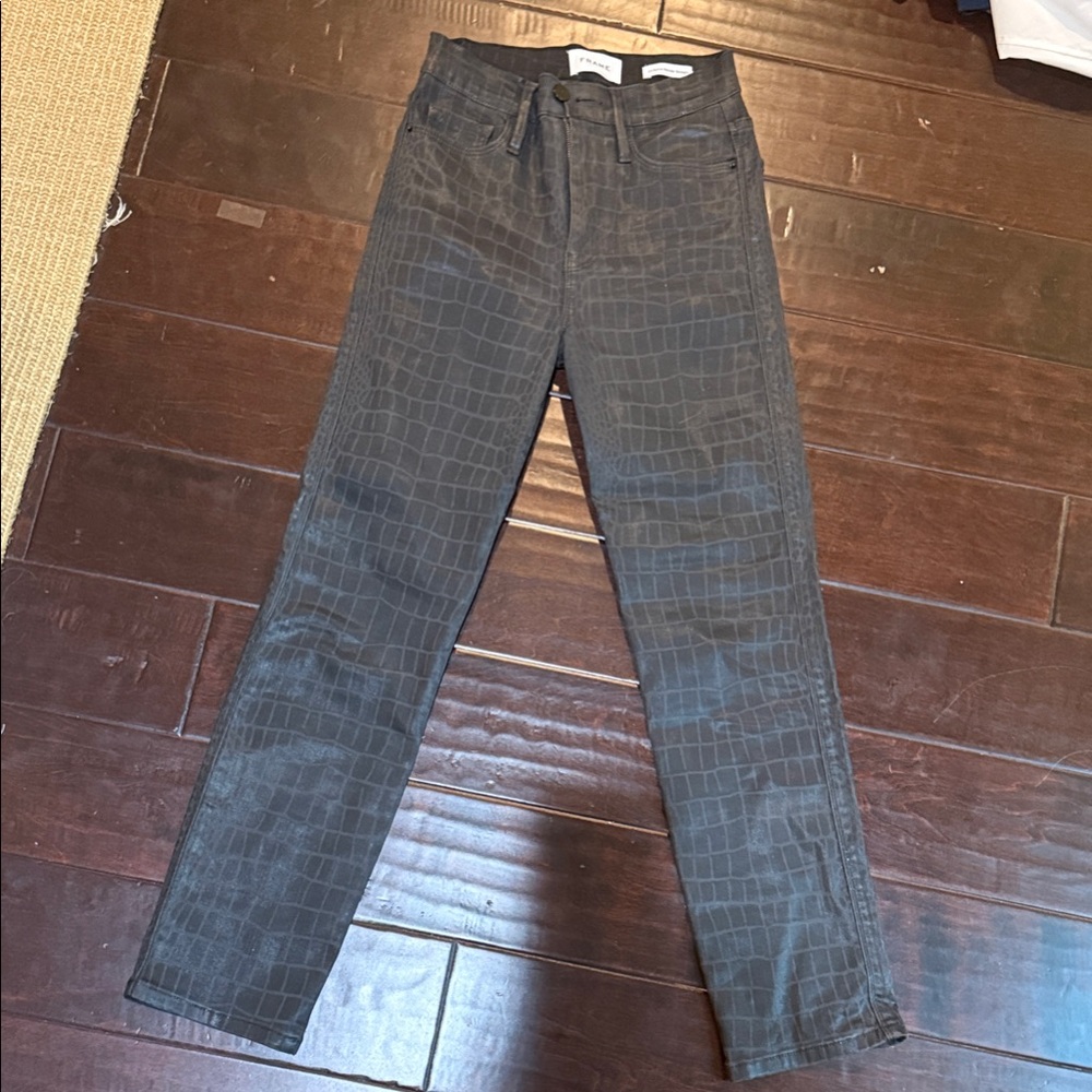 Gray Crocodile Pattern Jeans - image 1